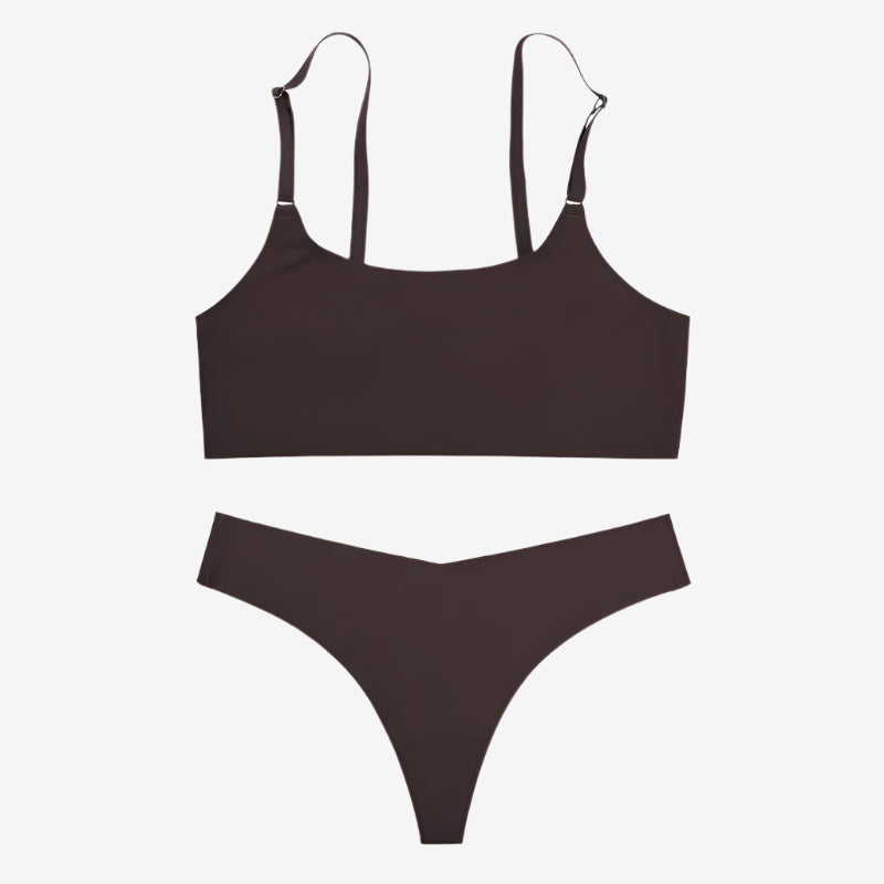 Seamless Bra Set Sexy Thong Low Waist Panties
