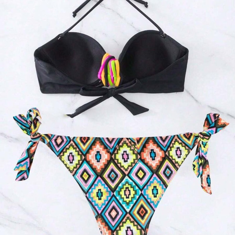 High-Waist Strappy Split Bikini – Sexy & Flattering