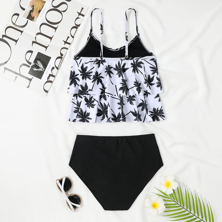 High Waist Double-layer Printed Swimsuit