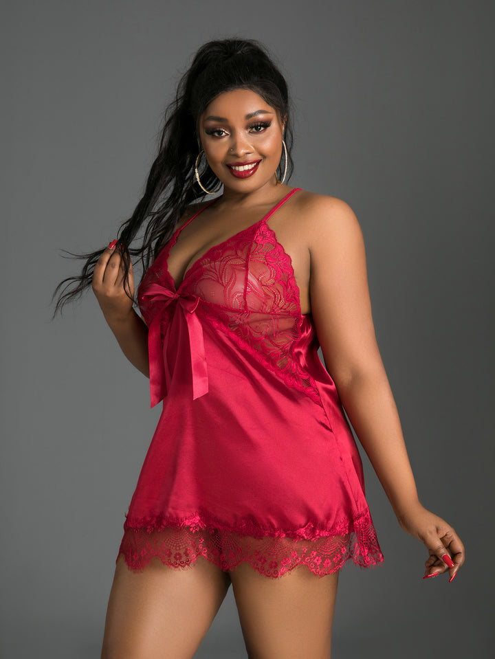 European And American Suspenders Lace Lace Solid Color Sleeveless Pajamas Set