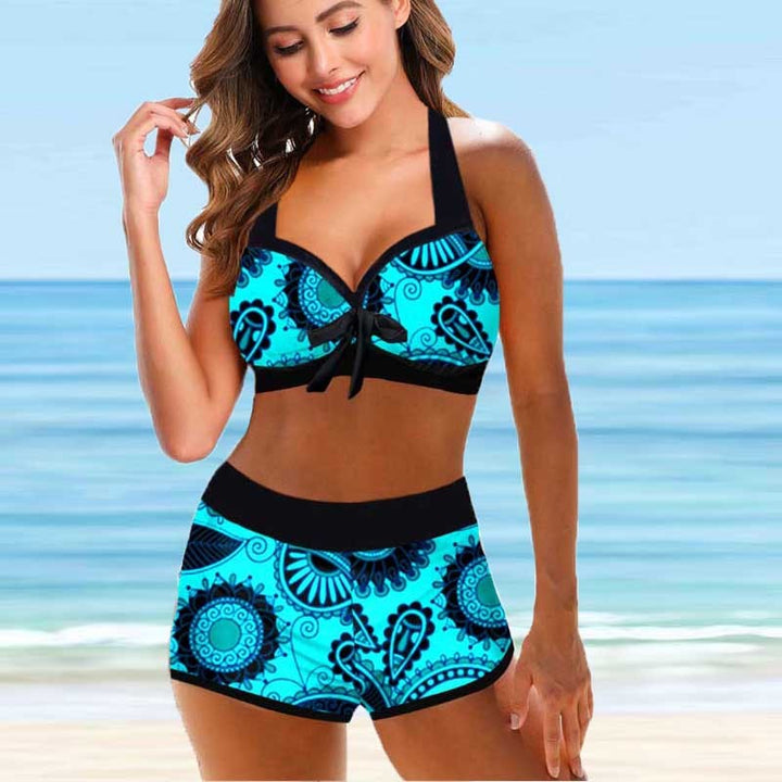 High-Waist Printed Bikini – Trendy & Flattering