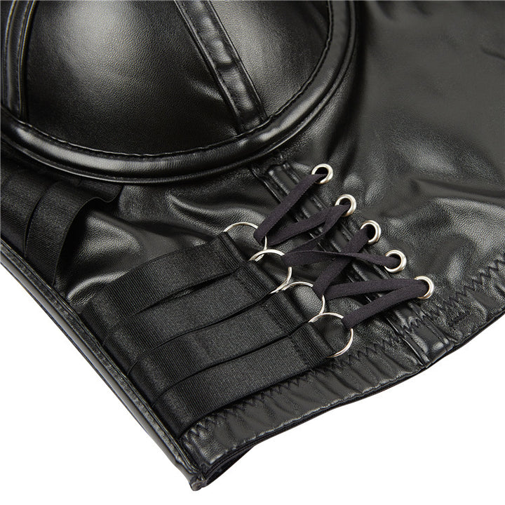 Women's Back Breasted PU Leather Sling Corset