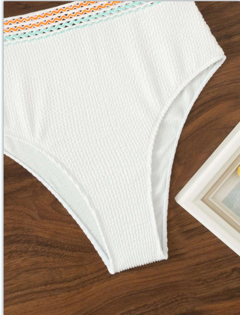 High Waist Split Bikini Solid Color