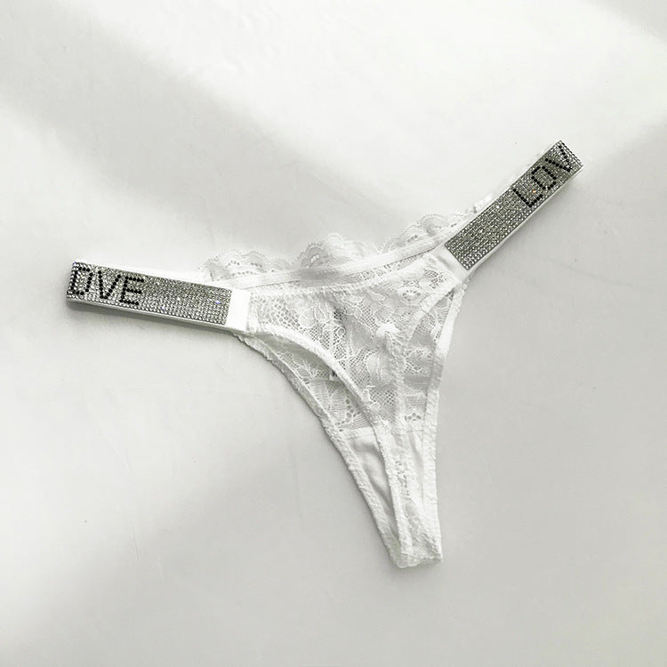 Rhinestone Lace Girl T-shaped Back Underwear