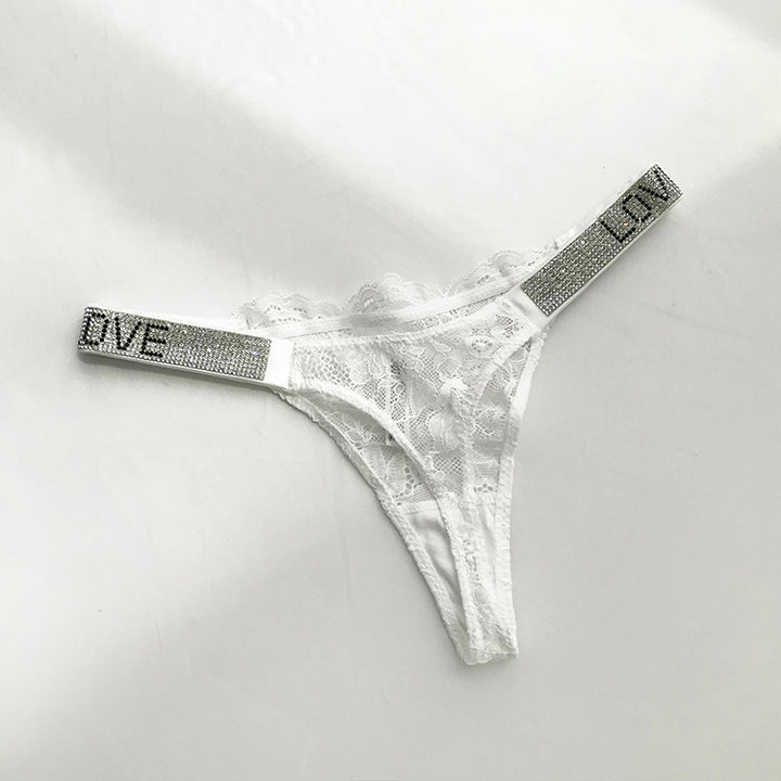 Rhinestone Lace Girl T-shaped Back Underwear