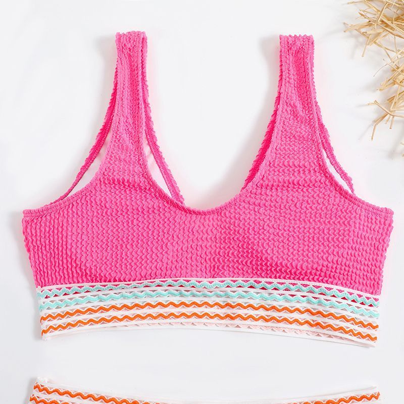 High Waist Split Bikini Solid Color