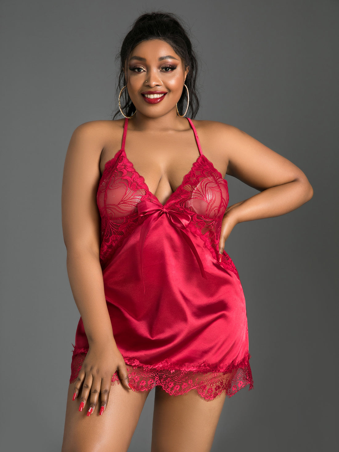 European And American Suspenders Lace Lace Solid Color Sleeveless Pajamas Set