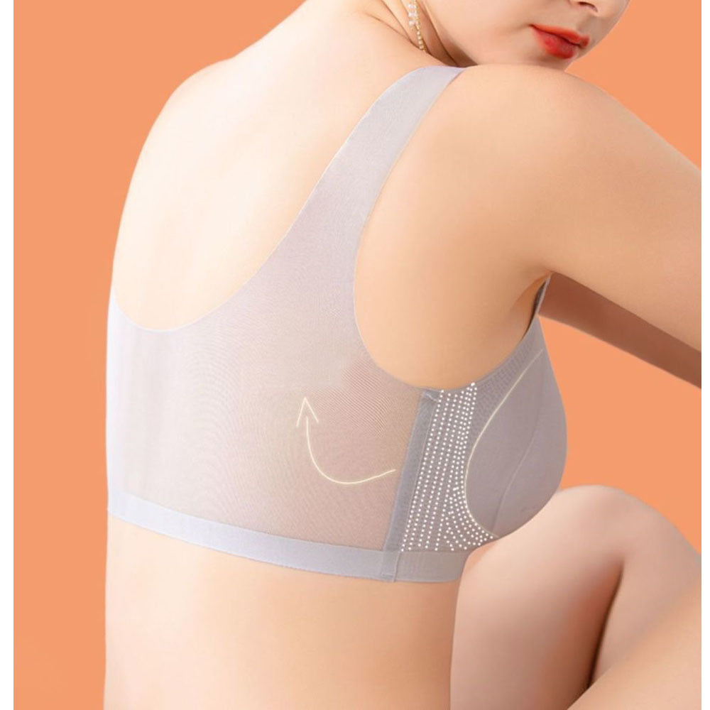Summer Ultra-thin Ice Silk Seamless Porosity Underwear Women's Big Chest Small No Underwire Anti-sag Large Size Beauty Wear A Bra