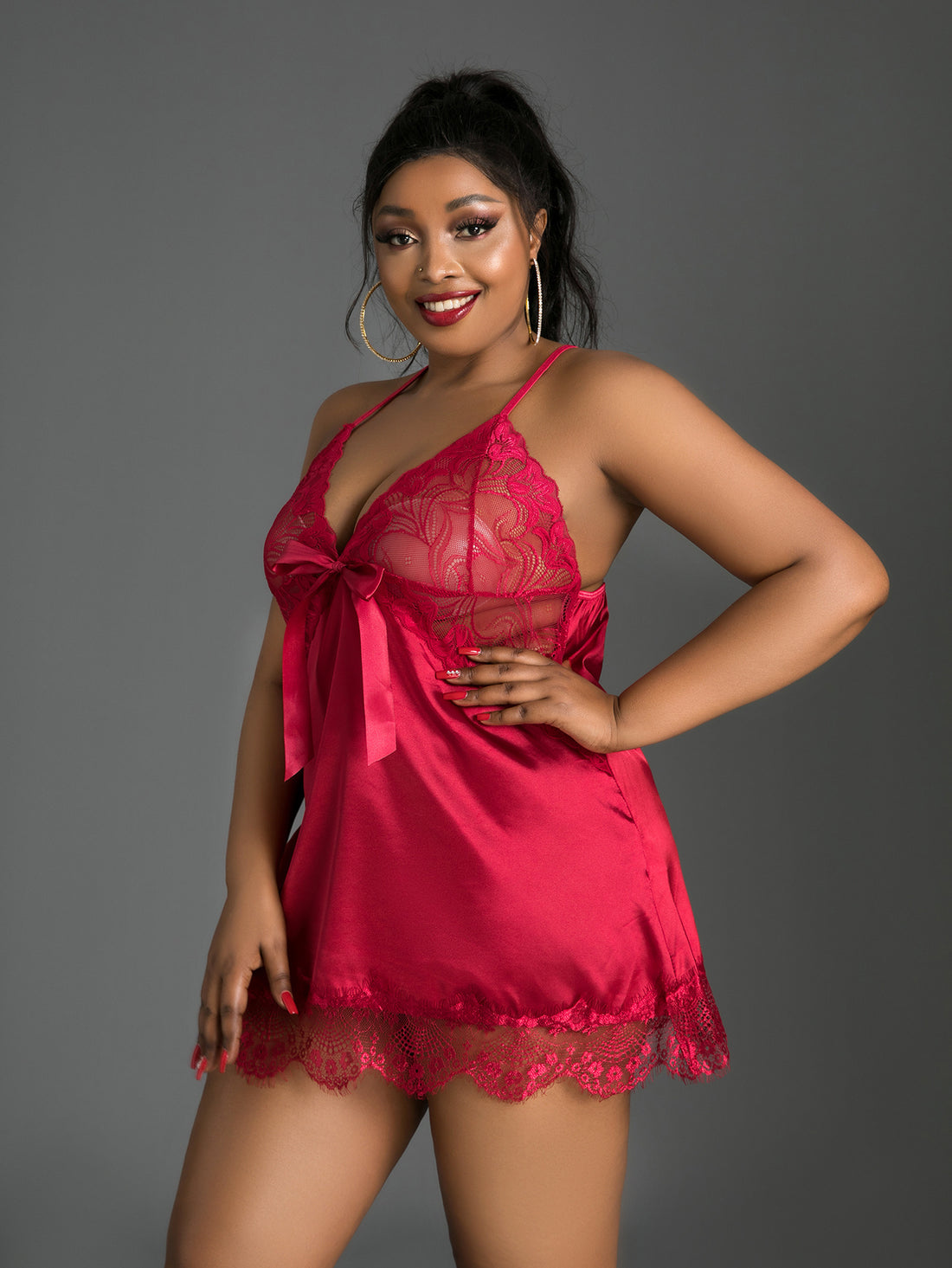European And American Suspenders Lace Lace Solid Color Sleeveless Pajamas Set