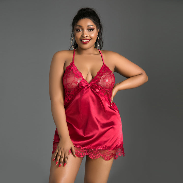 European And American Suspenders Lace Lace Solid Color Sleeveless Pajamas Set
