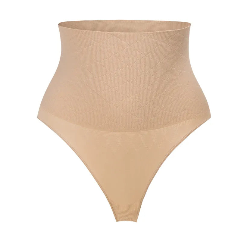 Mid Waist Seamless T-back Belly Striped Briefs High Elastic Plus Fishbone Thin Women's Underwear