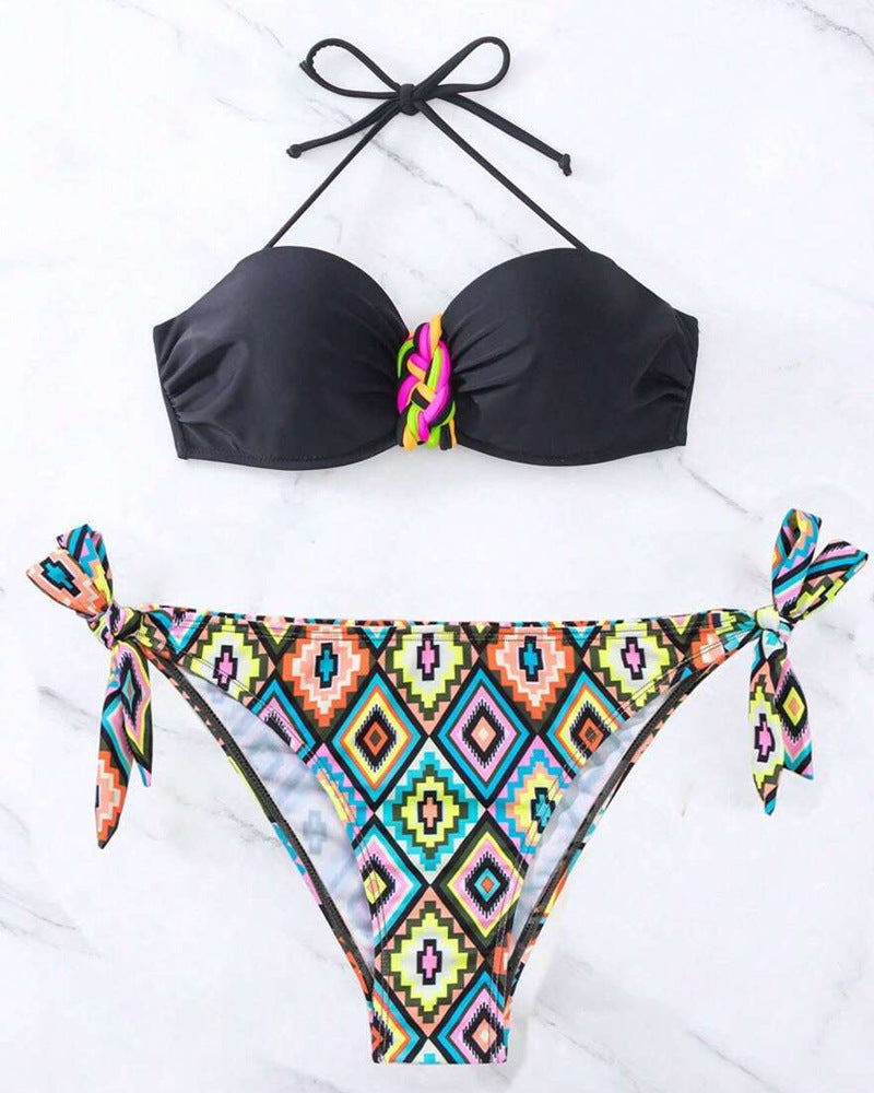 High-Waist Strappy Split Bikini – Sexy & Flattering