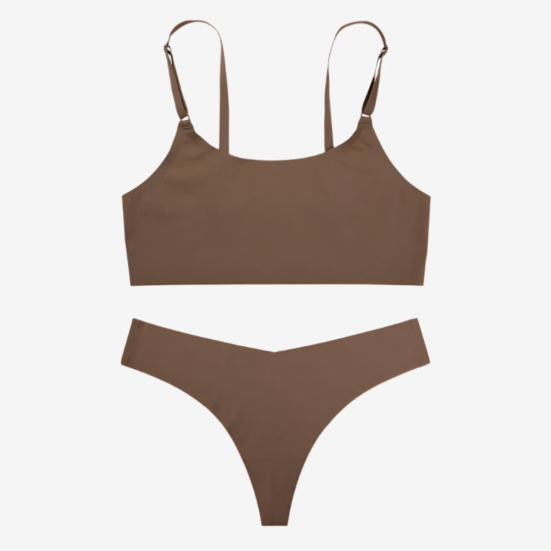 Seamless Bra Set Sexy Thong Low Waist Panties