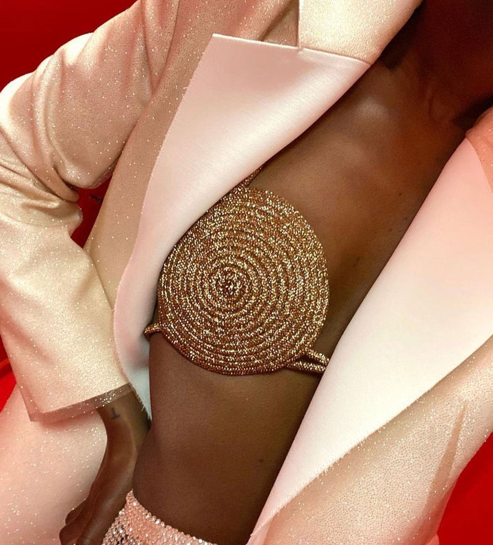 Stylish Round Hollow Sexy Underwear With Diamond