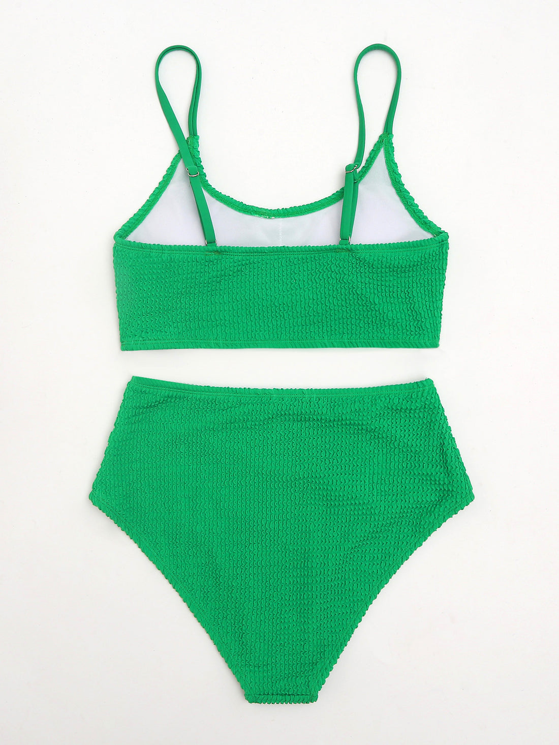 Solid Color High-Waist Bikini – Snake Print Fabric