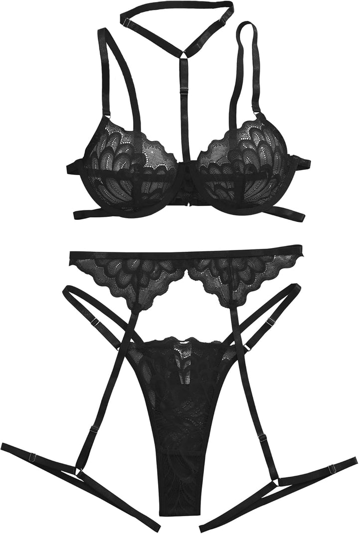 Floral Lace Underwear Garter Lingerie