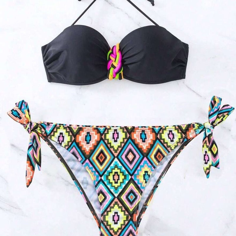 High-Waist Strappy Split Bikini – Sexy & Flattering
