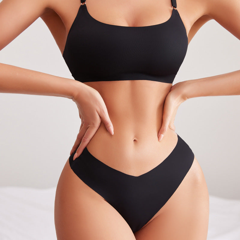 Seamless Bra Set Sexy Thong Low Waist Panties