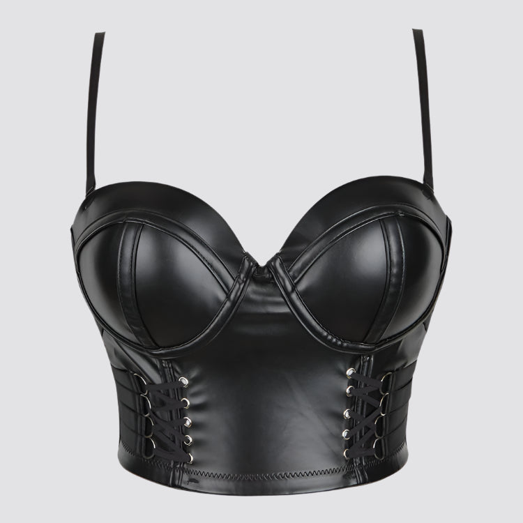 Women's Back Breasted PU Leather Sling Corset