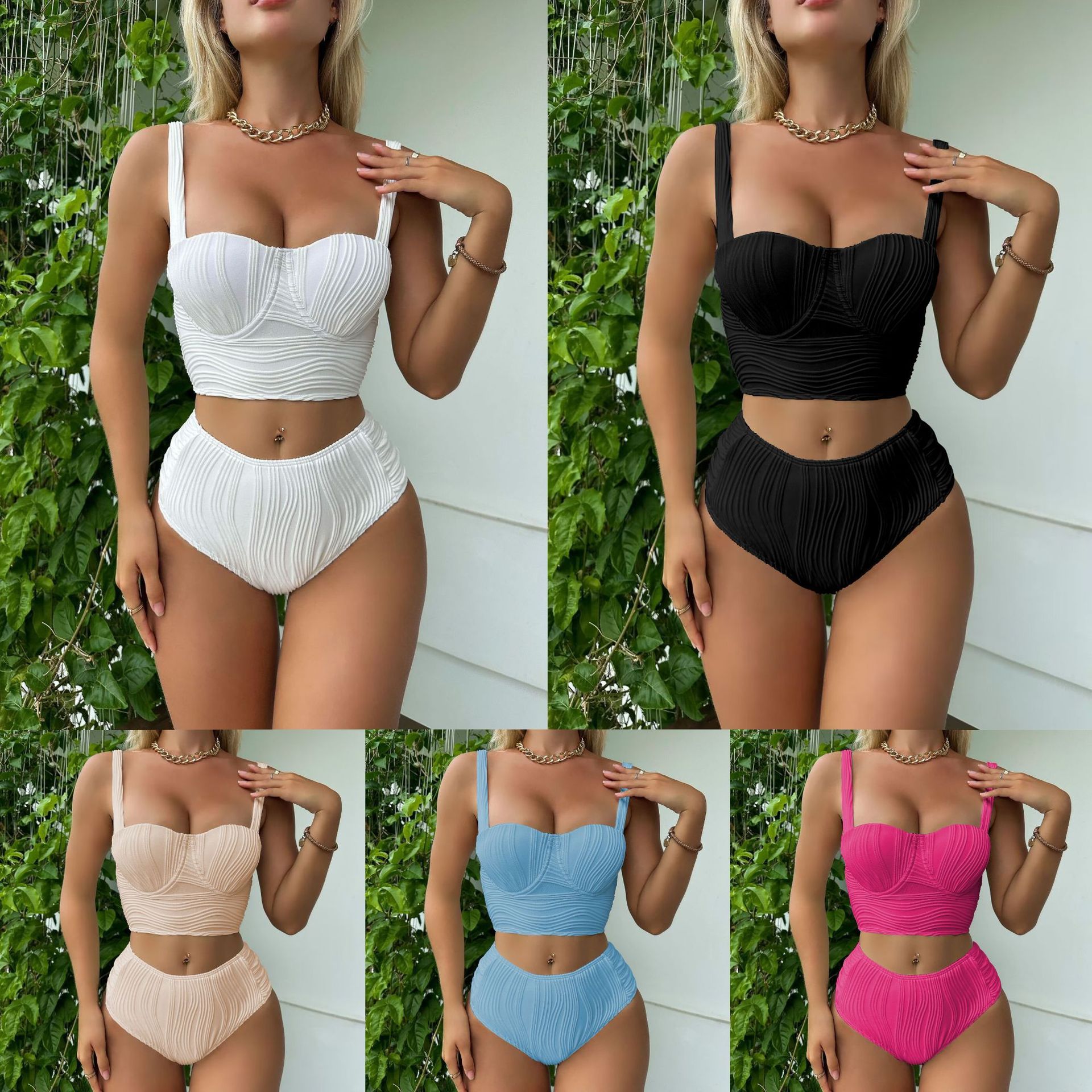 High-Waist Split Swimsuit – Chic & Flattering