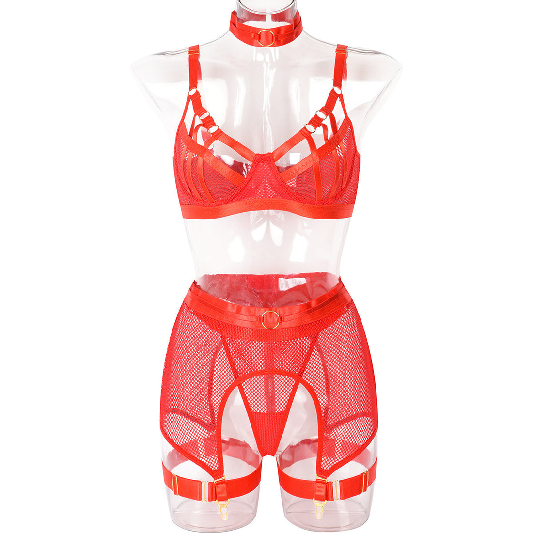 See-Through Mesh Underwear Set – Steel Ring & Elegant Craftsmanship (4 Pieces)