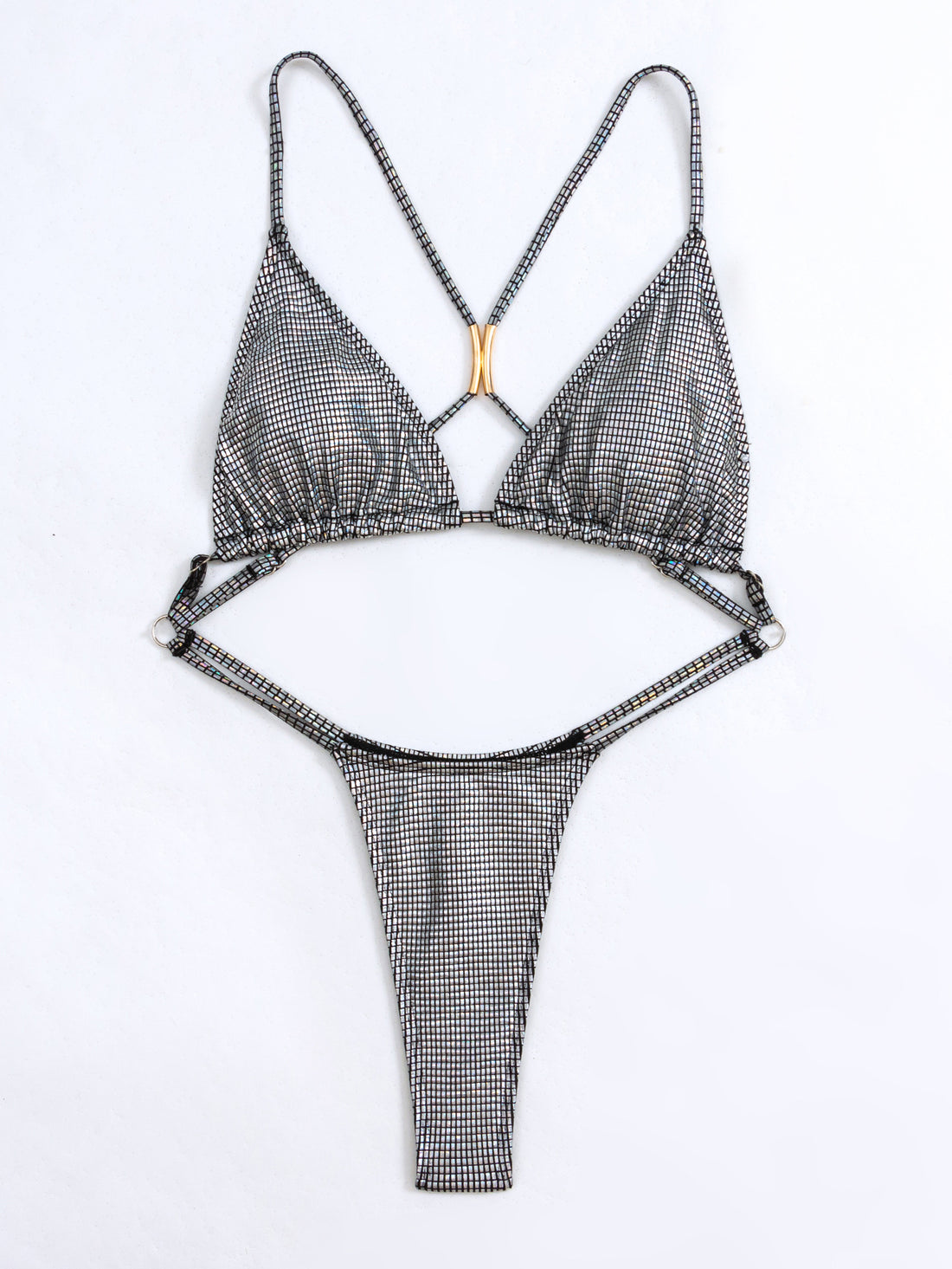 Back Hollow-out Shiny Bikini Swimsuit