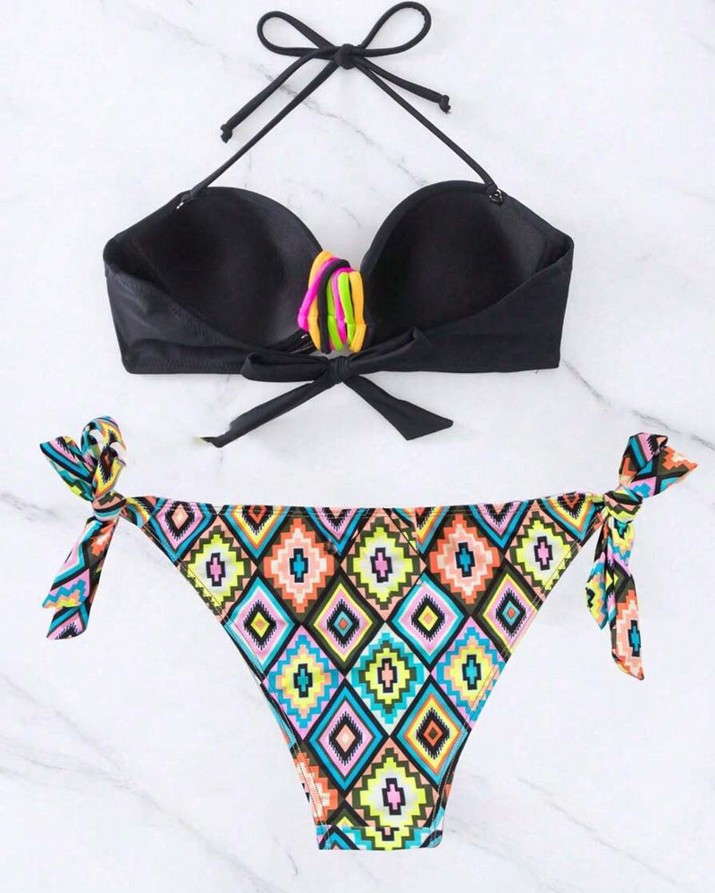 High-Waist Strappy Split Bikini – Sexy & Flattering