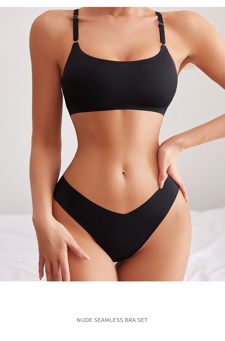 Seamless Bra Set Sexy Thong Low Waist Panties