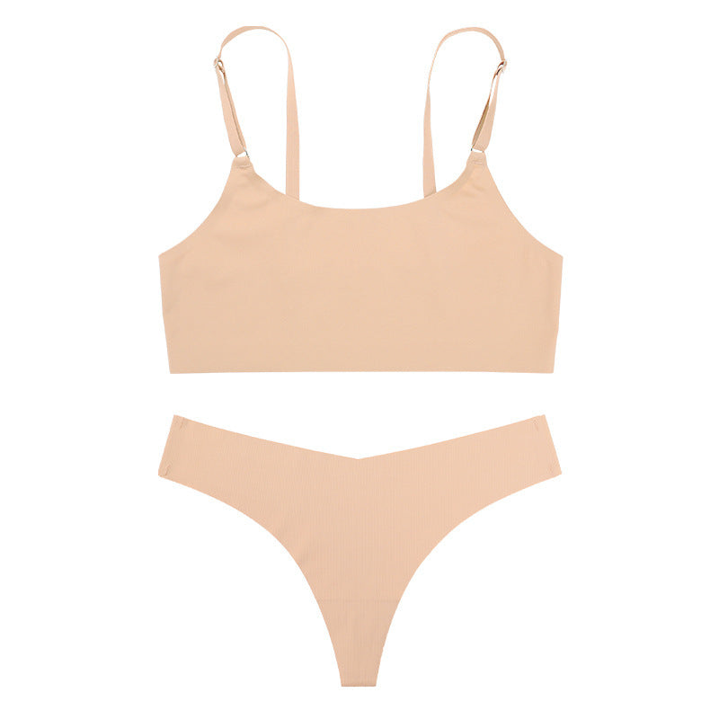 Seamless Bra Set Sexy Thong Low Waist Panties