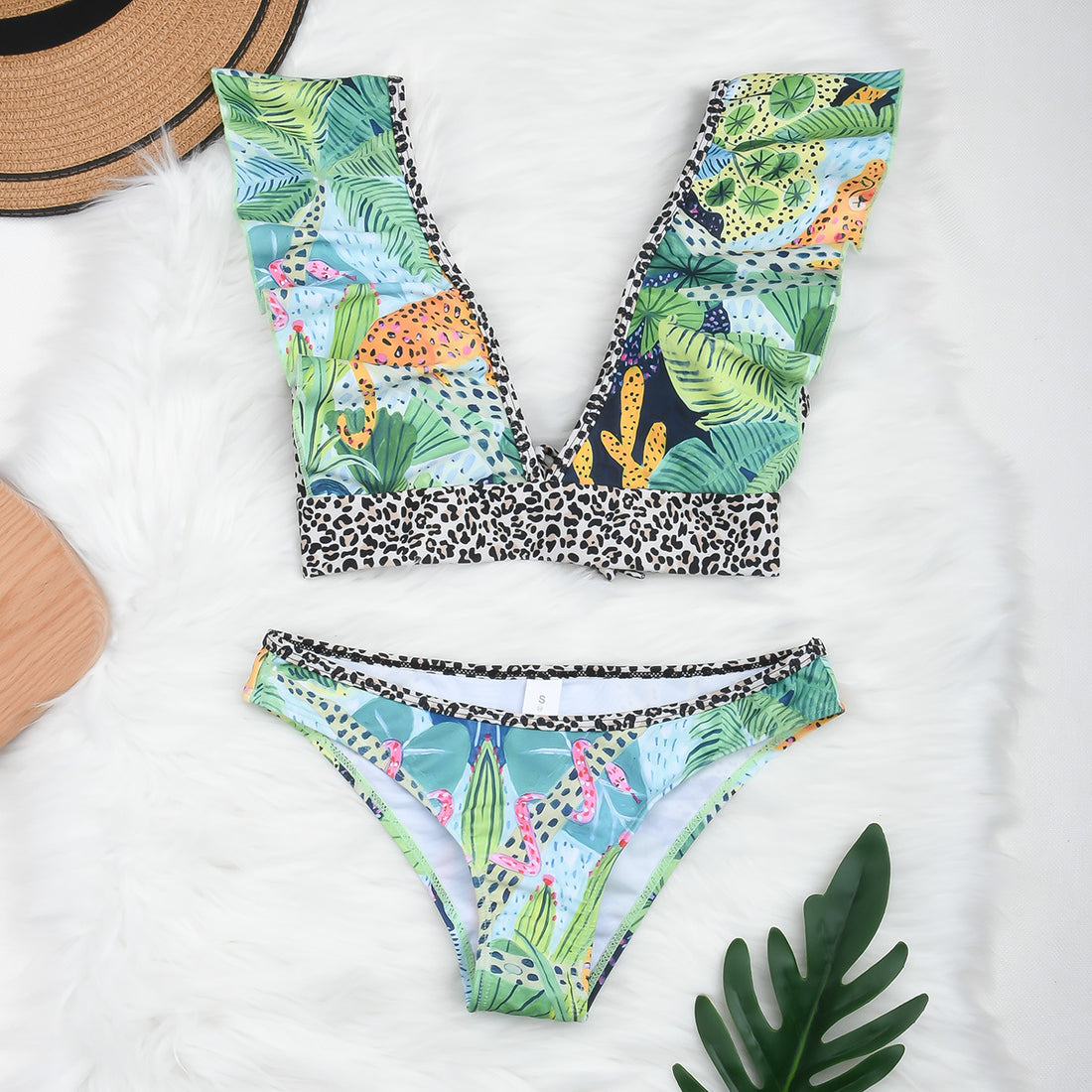 High Waist Leopard Split Women's Swimsuit
