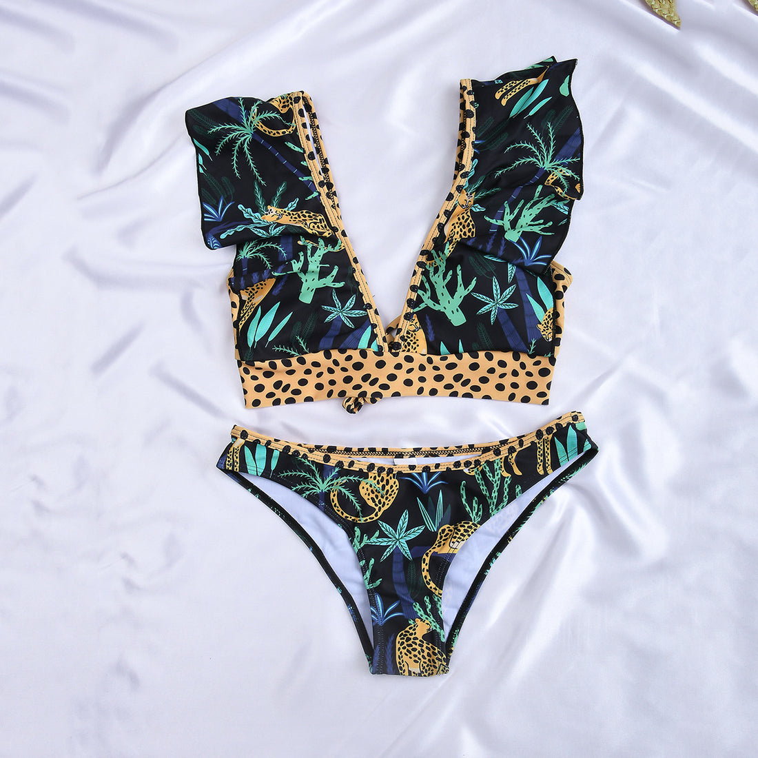 High Waist Leopard Split Women's Swimsuit