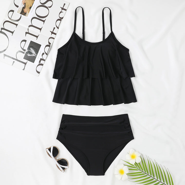High Waist Double-layer Printed Swimsuit