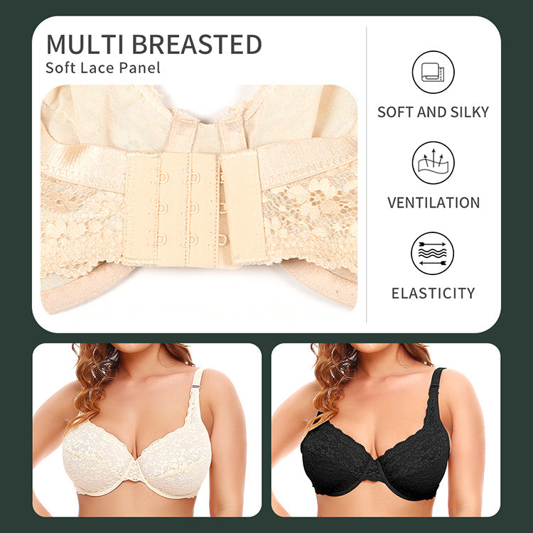 Women's Underwired Lace Jacquard Ultrabook Underwear Plus Size Bra