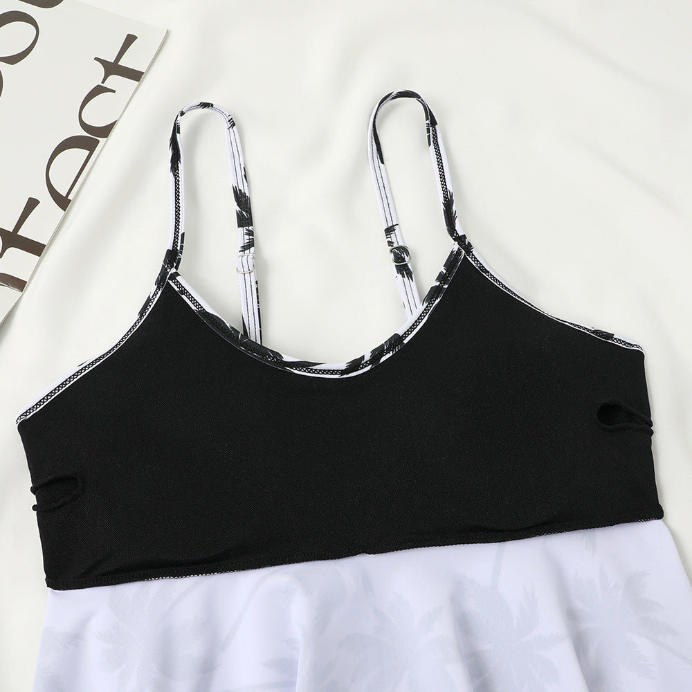 High Waist Double-layer Printed Swimsuit