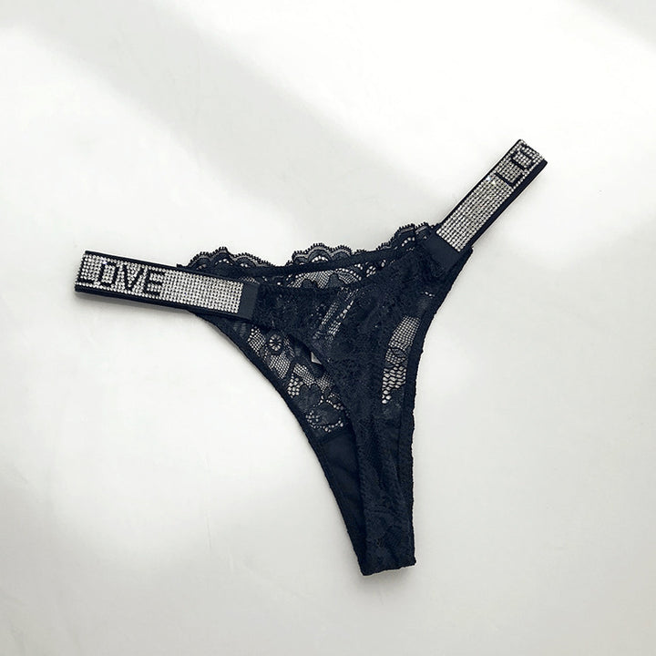 Rhinestone Lace Girl T-shaped Back Underwear